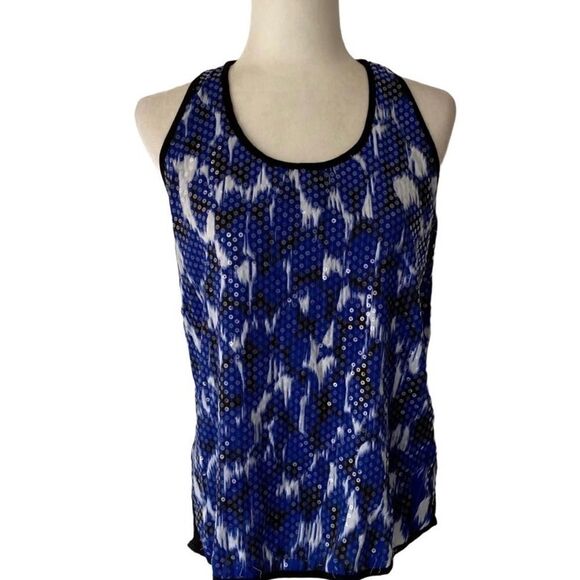 Vince Camuto Black Blue Sequin Tank SZ M - Picture 13 of 13